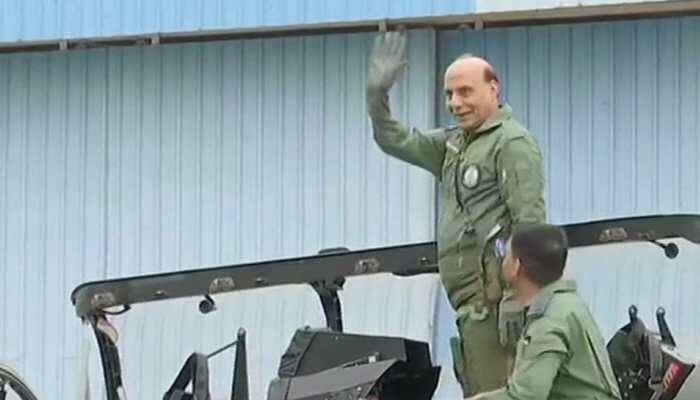Defence Minister Rajnath Singh flies in Light Combat Aircraft Tejas - Watch