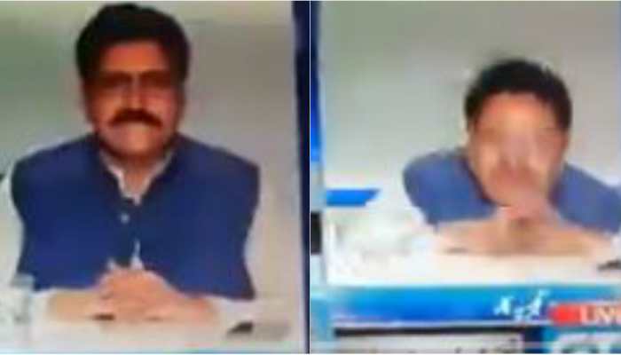 Video: Pakistani analyst falls off chair during live TV debate on Kashmir