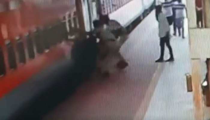 On camera: Man falls while boarding moving train in Ahmedabad, rescued by RFP staff