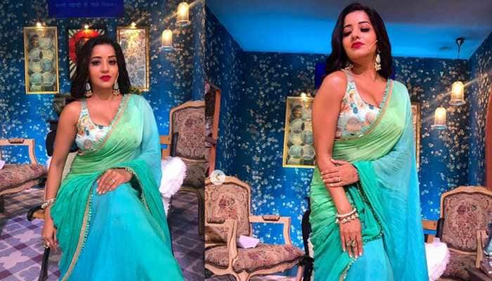 Bhojpuri sizzler Monalisa oozes oomph in a teal-coloured saree—Pics