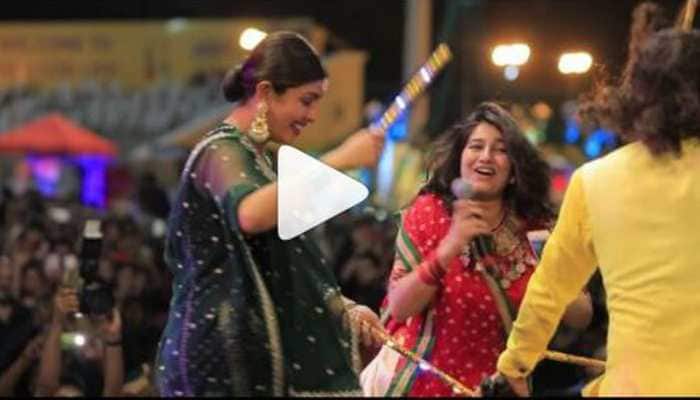 Priyanka Chopra performs dandiya with co-star Rohit Saraf in Ahmedabad-Watch