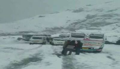 Himachal Pradesh receives fresh snowfall; traffic hit on Manali-Leh Highway