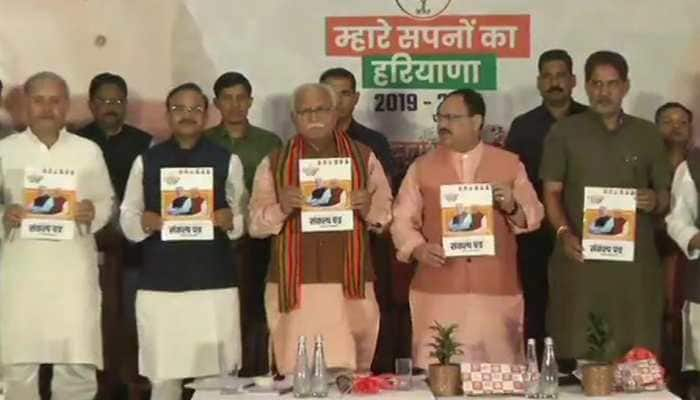 Haryana BJP releases poll manifesto, promises to double farmers&#039; income by 2022