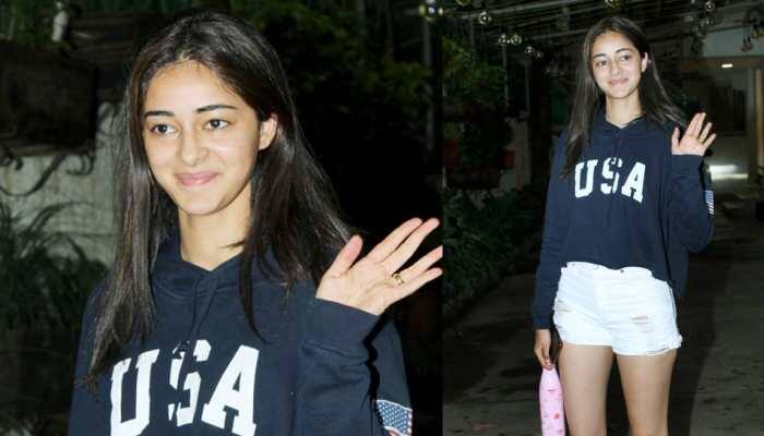 Ananya Panday's 'look of the day' in a sweatshirt and ripped shorts shouts comfort - Photos