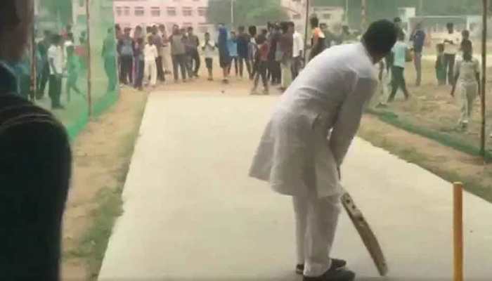 Watch: Rahul Gandhi plays cricket with Haryana students after chopper makes emergency landing