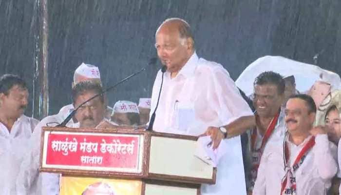 Drenched in rain, Sharad Pawar addresses rally in Maharashtra, admits NCP&#039;s &#039;mistake&#039; in Sitara