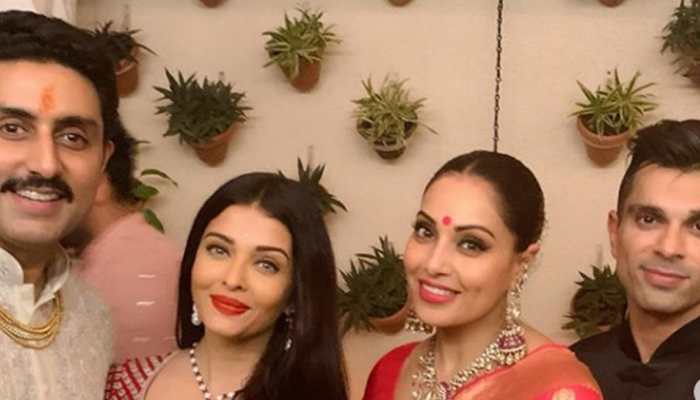 Aishwarya Rai-Bipasha Basu twin in red at Bachchans&#039; Diwali party—Photos
