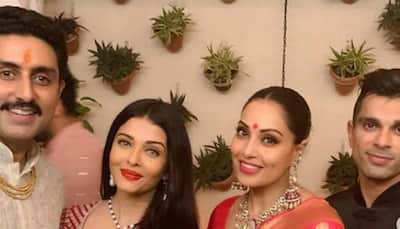 Aishwarya Rai-Bipasha Basu twin in red at Bachchans' Diwali party—Photos