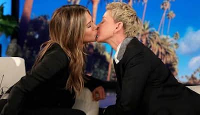 Jennifer Aniston, Ellen DeGeneres seal friendship with a kiss