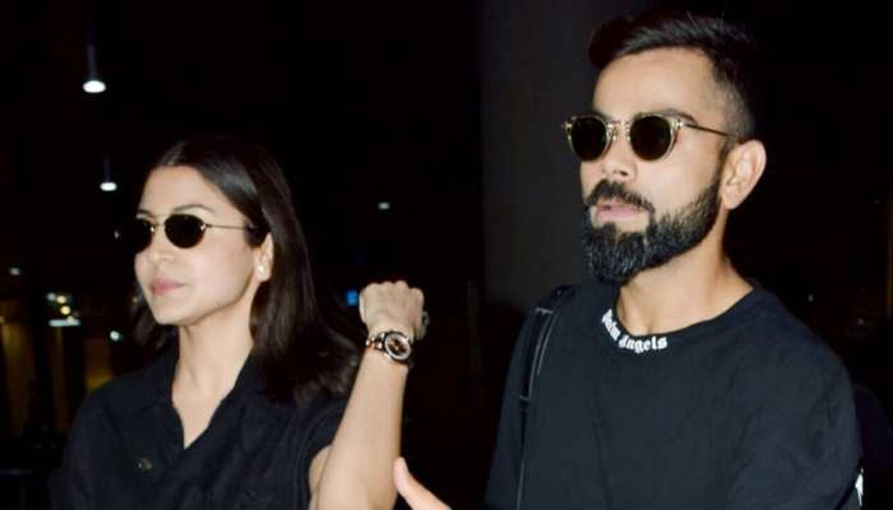 Airport Looks: Virat Kohli, Anushka Sharma Twinning In Monochrome