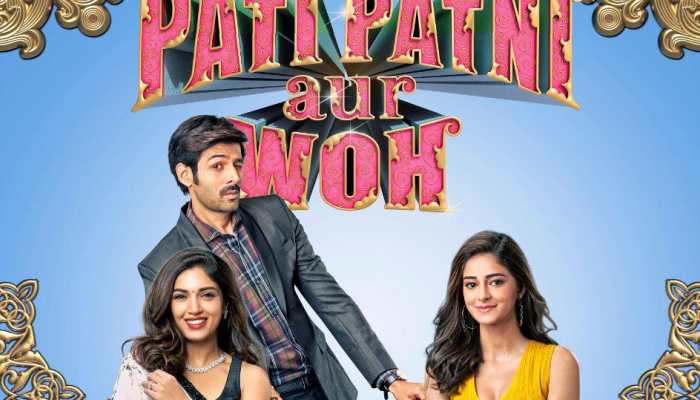 Kartik Aaryan, Bhumi Pednekar and Ananya Panday feature in yet another quirky poster of &#039;Pati Patni Aur Woh&#039;