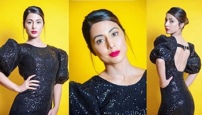 Hina Khan sizzles in a black shimmery dress, shares pics on Instagram
