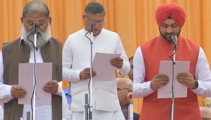 Manohar Lal Khattar&#039;s Haryana cabinet expanded, governor administers oath of office to 10 ministers