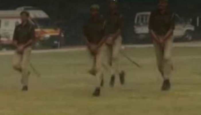 Bizarre! UP cops ride &#039;imaginary horses&#039; during mock drill, video is viral - Watch
