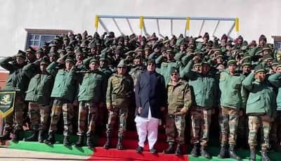 Rajnath Singh chants 'Bharat Mata ki Jai' with jawans at Bum La Pass in Arunachal Pradesh- watch video