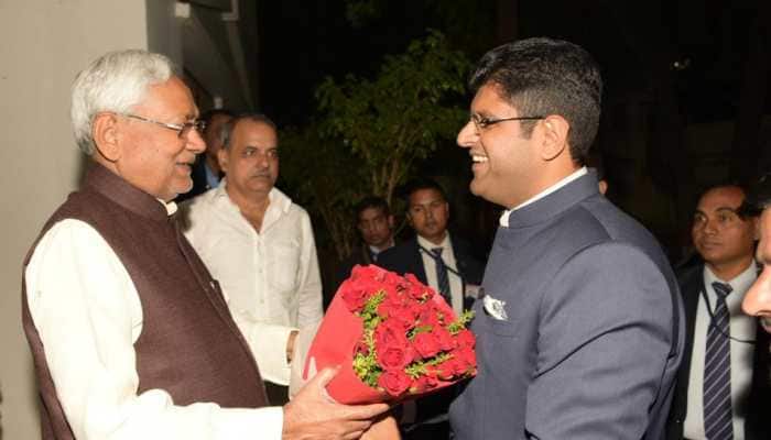 Haryana Deputy CM Dushyant Chautala meets Bihar CM Nitish Kumar in Patna