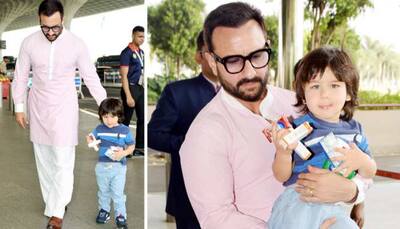 Taimur Ali Khan travels with daddy Saif Ali Khan but not without his favourite munchies—See pics