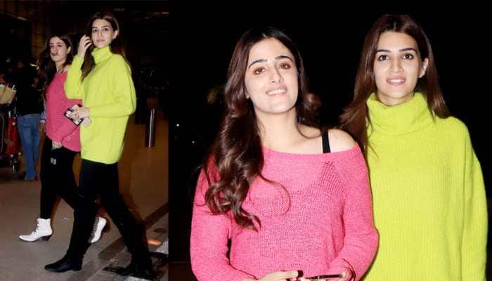 Kriti Sanon and sister Nupur pick neon shades for airport outing – Pics