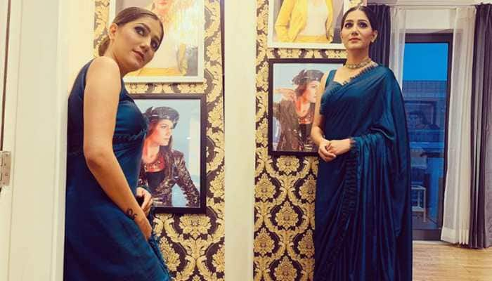 Sapna Choudhary poses in a frill saree, shows off her desi queen swag