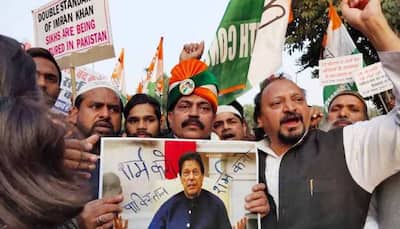 Youth Congress workers hold protest against Pakistan over Nankana Sahib attack