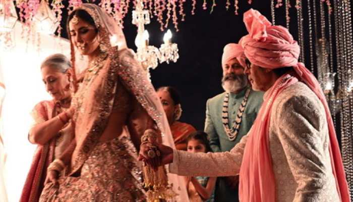 Entertainment News: Inside pics of Amitabh Bachchan, Jaya Bachchan holding 'bride' Katrina Kaif's hand at wedding call for a freeze-frame!