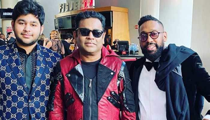 AR Rahman poses with Maroon 5&#039;s PJ Morton at Grammys 2020