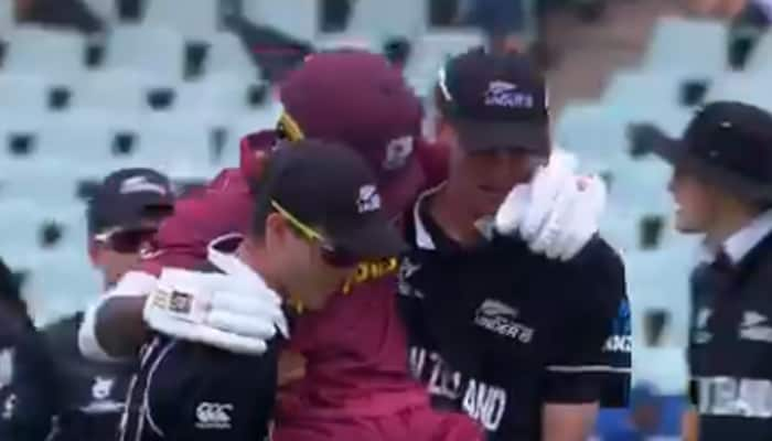 True sportsmanship! New Zealand U-19 players carry West Indies&#039; injured batsman off field--Watch