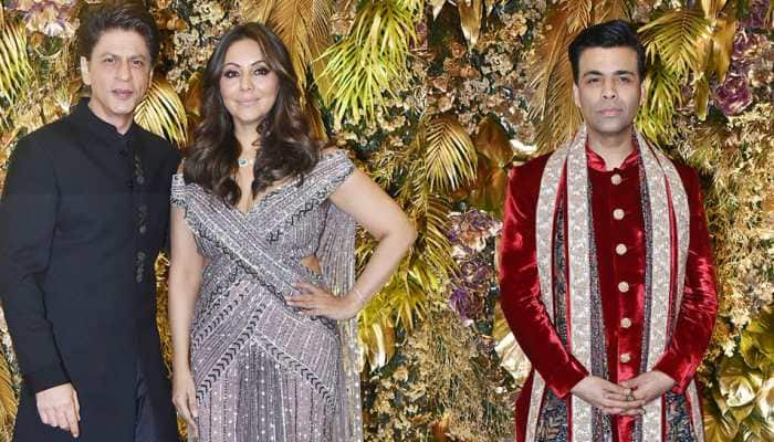 Shah Rukh Khan and wife Gauri Khan&#039;s dance with Karan Johar at Armaan Jain-Anissa Malhotra&#039;s wedding reception is a blockbuster watch!