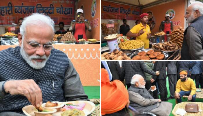 PM Modi relishes &#039;Litti Chokha&#039;, &#039;kulhad&#039; tea at Delhi&#039;s &#039;Hunar Haat&#039;