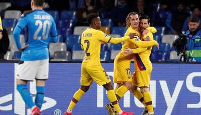Barcelona draw 1-1 Napoli in Champions League last-16 tie, Antoine Griezmann and Dries Mertens scorers