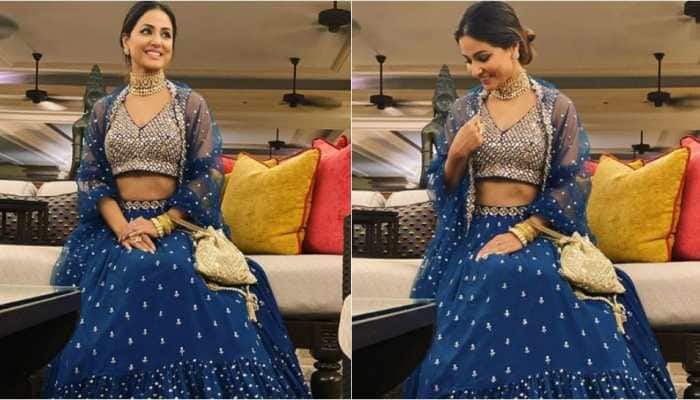 Hina Khan exudes elegance in blue lehenga as she attends a wedding in Goa - See pics