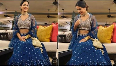 Hina Khan exudes elegance in blue lehenga as she attends a wedding in Goa - See pics