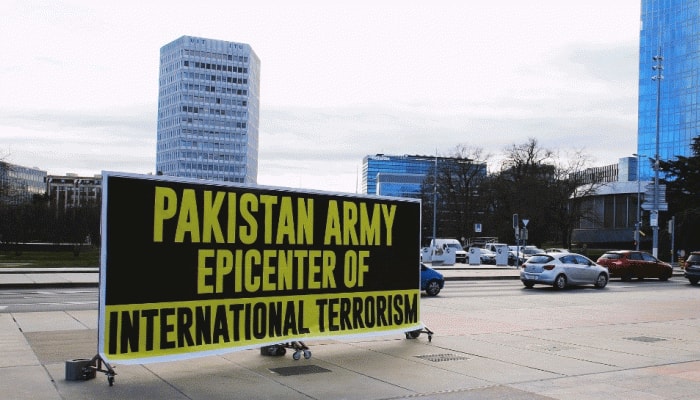 Posters claiming &#039;Pakistan Army epicentre of global terrorism&#039; put up outside UNHRC office in Geneva