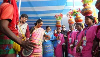 West Bengal Chief Minister Mamata Banerjee spotted dancing at mass marriage ceremony of tribal girls