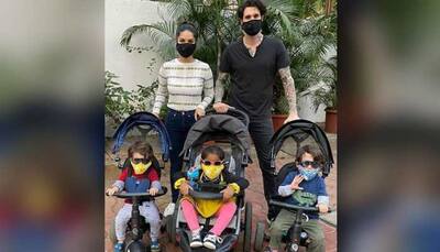 Sunny Leone and Daniel Weber are training kids to wear masks to deal with coronavirus 