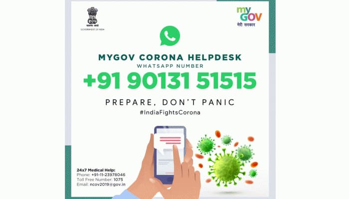 Government launches MyGov Corona Helpdesk on WhatsApp