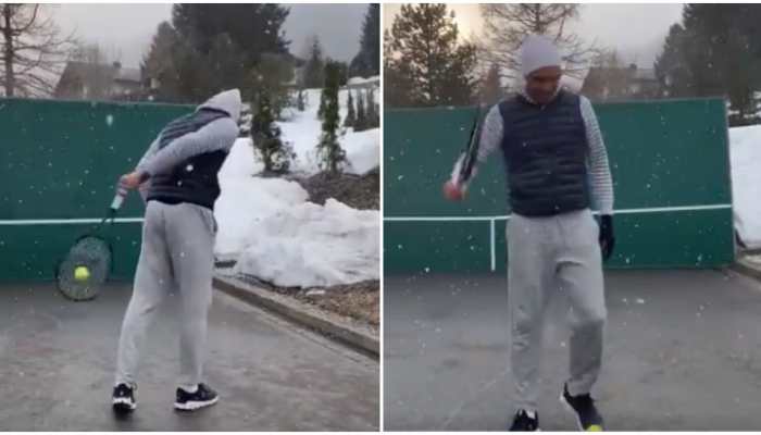 COVID-19: Roger Federer plays tennis at home on &#039;snow court&#039; amid coronavirus outbreak