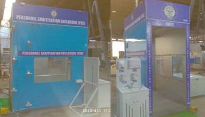 DRDO develops sanitisation enclosures, face shields for medical fraternity to combat coronavirus COVID-19 DRDO develops sanitisation enclosures, face shields for medical fraternity to combat coronavirus COVID-19