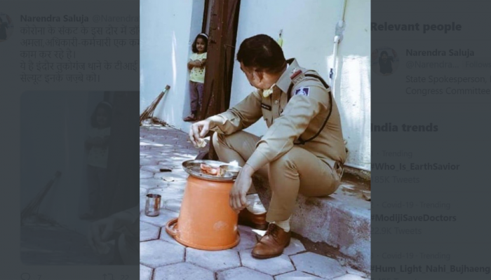 COVID-19: Indore cop earns praise for maintaining social distancing at home, pic goes viral