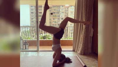 Entertainment news: Karishma Tanna aces the inversion yoga pose