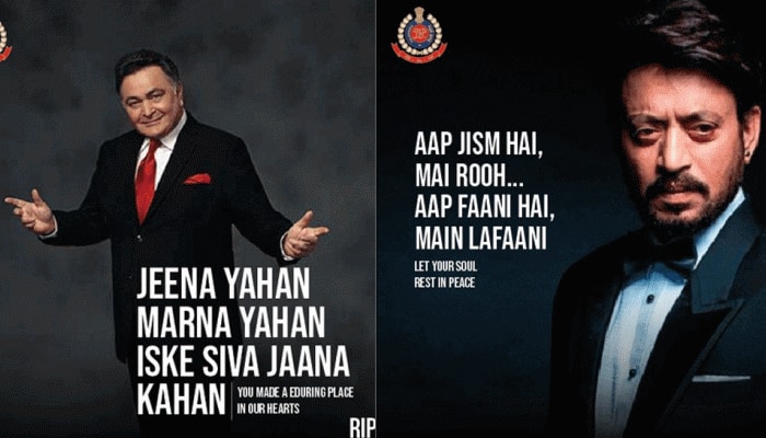 Delhi Police pays heartfelt tribute to Rishi Kapoor, Irrfan Khan