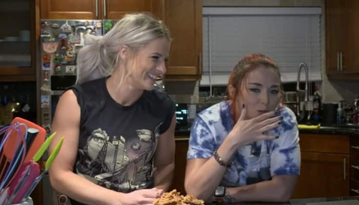 WWE star Candice LeRae teaches Tegan Nox how to bake praline cookies--Watch