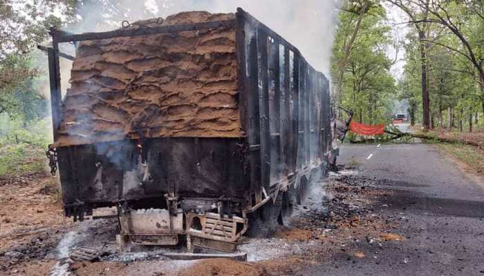 Naxals set four trucks on fire, call for bandh in Maharashtra’s Gadchiroli