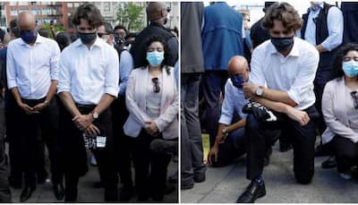 Canadian PM Justin Trudeau kneels along with protesters demanding justice for George Floyd