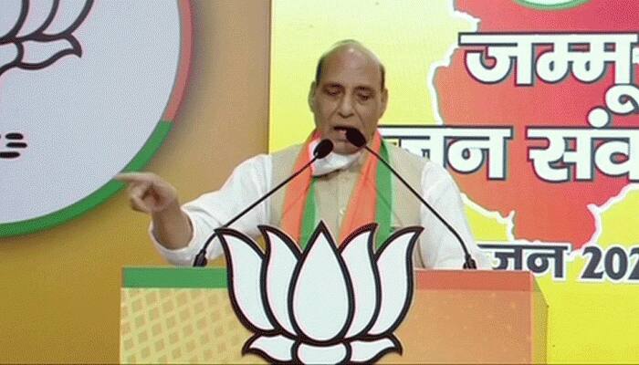 Tricolor has replaced ISIS, Pakistan flags in Kashmir: Rajnath Singh in Jammu Jan Samvad rally