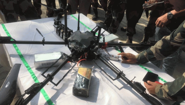 BSF shoots down Pakistani spy drone in Hiranagar sector of Jammu and Kashmir&#039;s Kathua; weapons, grenades recovered