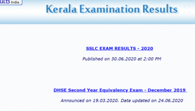 Kerala DHSE +2 results 2020 to be out at 2 PM on keralaresults.nic.in