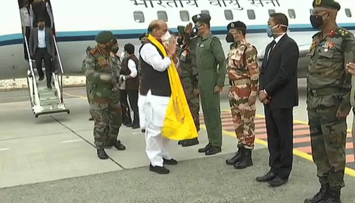 Defence Minister Rajnath Singh arrives in Ladakh, to visit forward areas, interact with field commanders