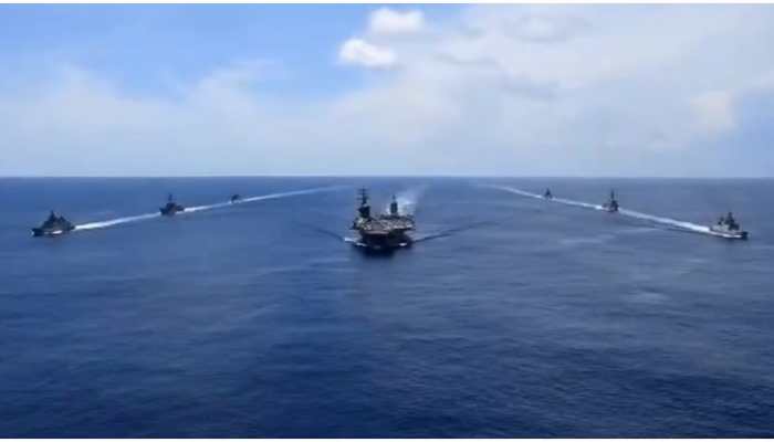 Indian Navy conducts passing exercise with US Navy's USS Nimitz nuclear-powered aircraft carrier; watch here