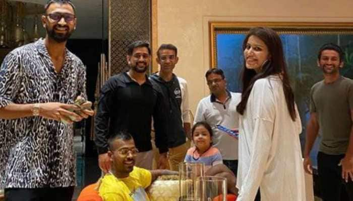 Inside pic from MS Dhoni&#039;s birthday celebrations in Ranchi with Hardik Pandya, Krunal Pandya and little Ziva, courtesy Sakshi Dhoni